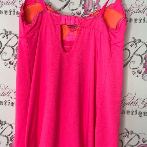 La senza tank top bustier cami neon pink Lacie Pink Lace Trim Chemise - Picture 5 of 5